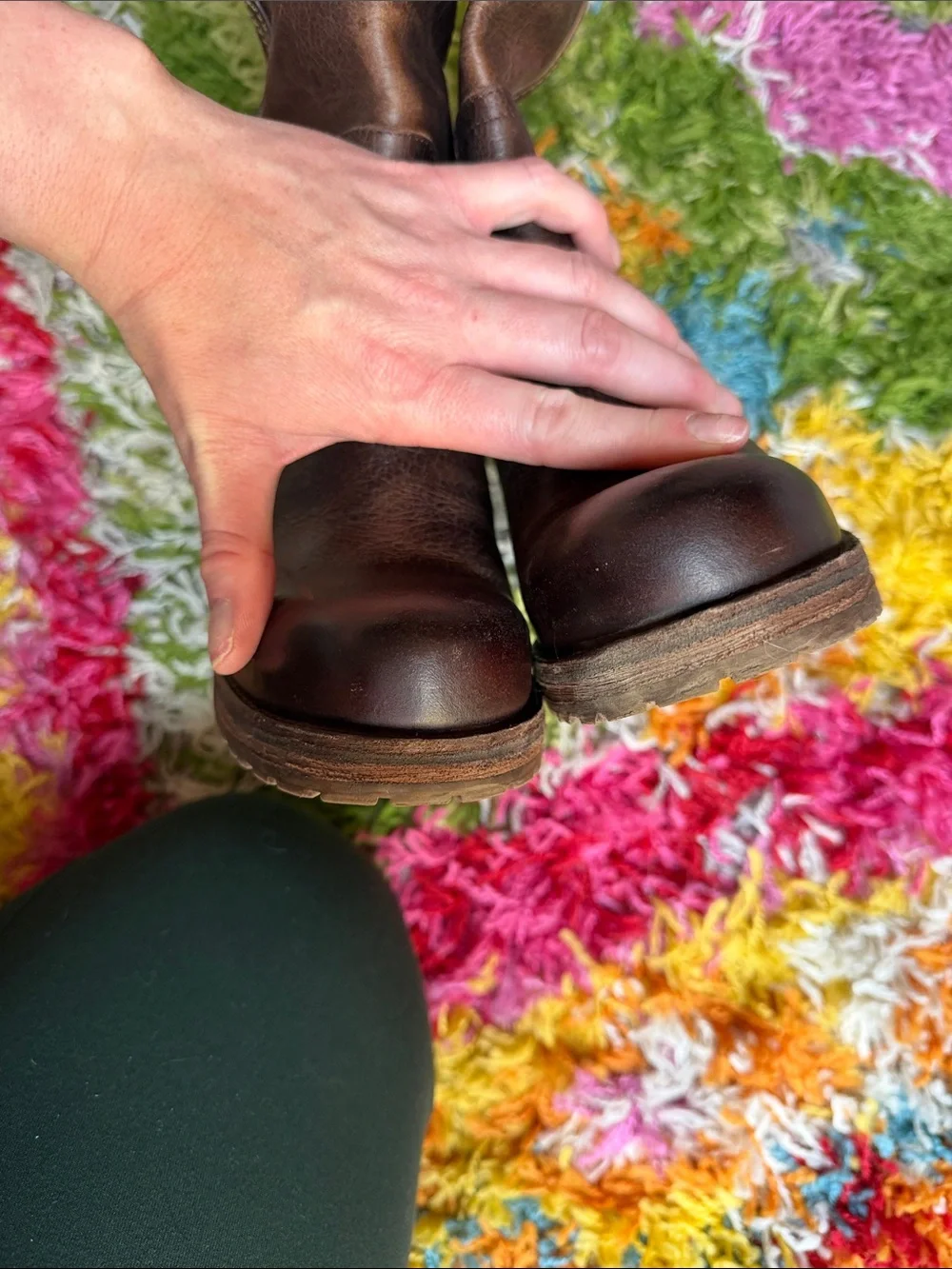 Anthropologie Cleo + Wolf Dark Brown Leather Mid-Calf Block Heel Boots - Picture 10 of 14
